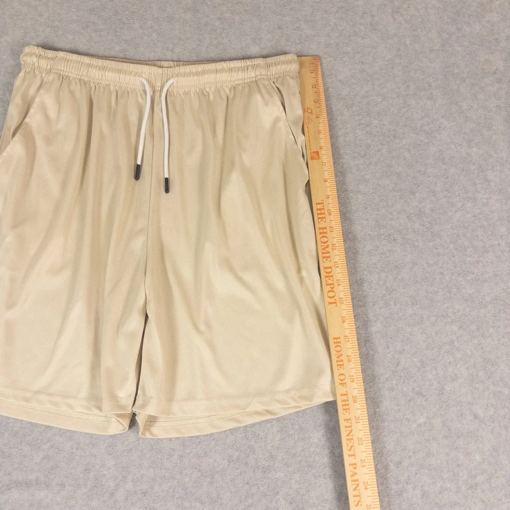Unbranded Mens Athletic Basketball Shorts Tan Beige XXL Elastic Waist Gym Lounge